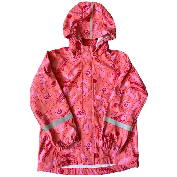 Reima Other - Reima Girls Rain Jacket Coat Floral Hooded Reflective Pink Size 7